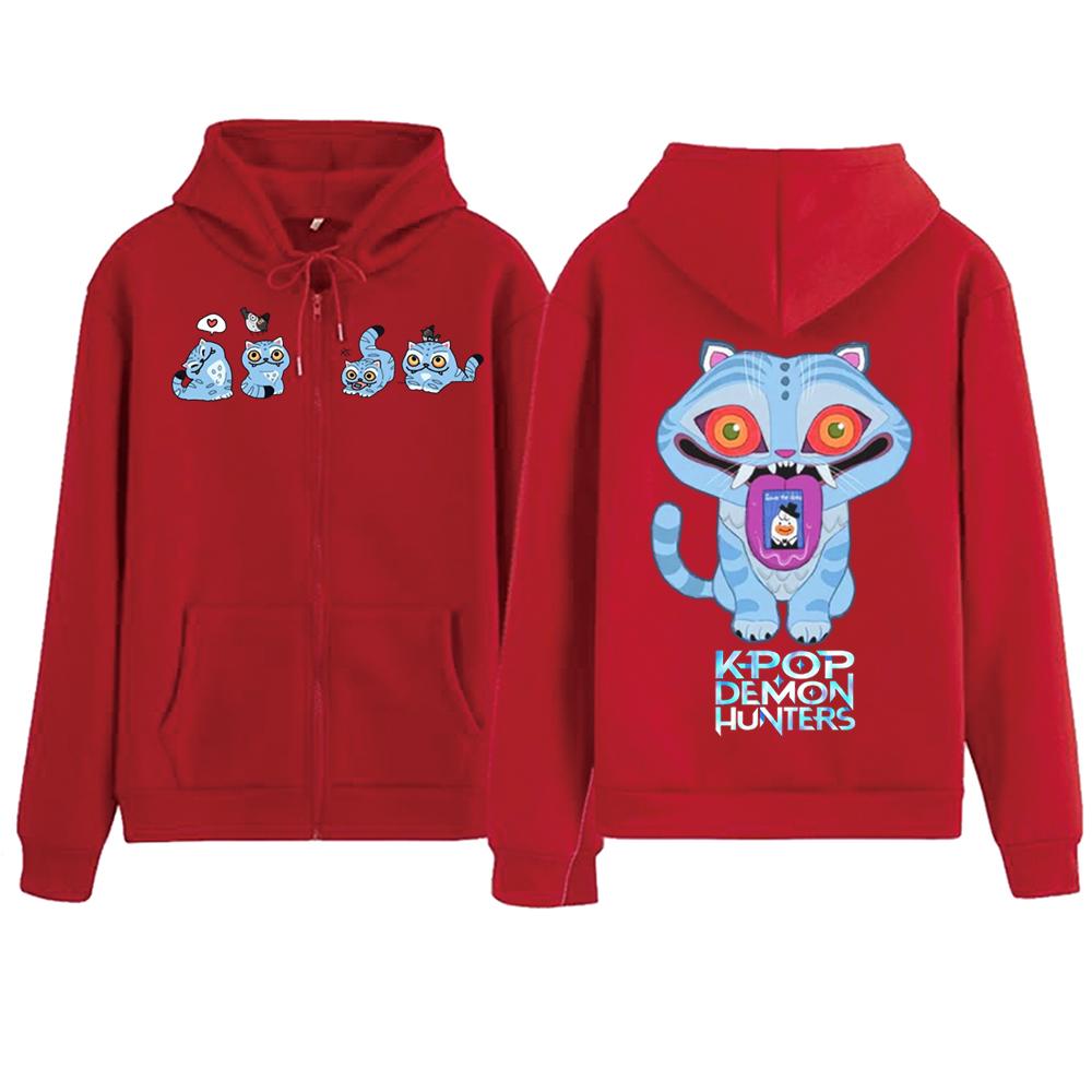 KPop Demon Hunters Tiger Zipper Hoodies Coats Harajuku Pullover Tops Streetwear Cartoon Sweatshirt Jacket Coats