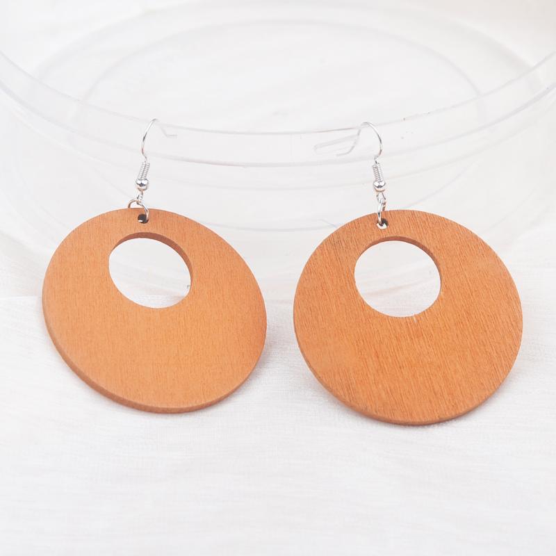 Bohemian Hohl Große Runde Hängende Ohrringe für Damen Geometrie Holz Ohrhänger Hochzeitsparty Trendiger Vintage Haken Schmuck Geschenk