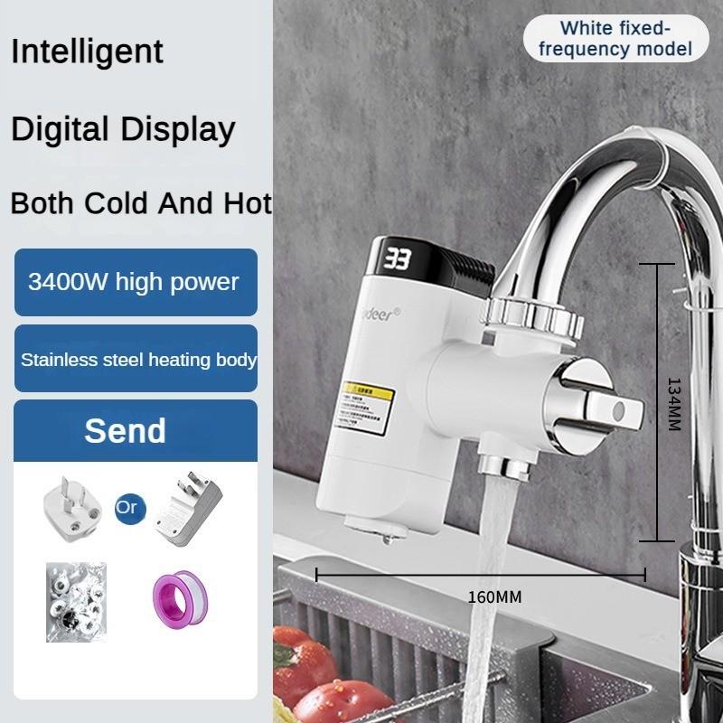 3400W No Need To Install Electric Faucet Stainless Steel Hot and Cold Dual-purpose Faucet Temperature Digital Display Water Instant Hot Water Faucet
