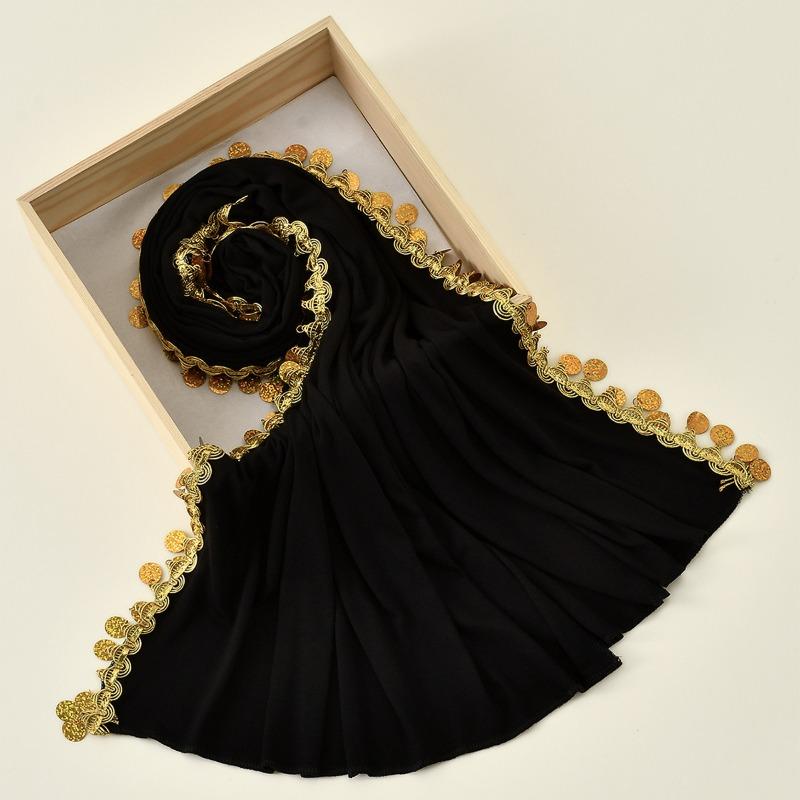 

Hot-selling new sequined mercerized cotton versatile long scarf female Malay comfortable and elegant solid color simple bag head scarf 185*55cm