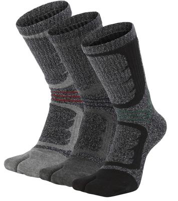 WIOIW Men's Two-Toe Tabi Socks, Thick Pile Terry Cloth Socks for Running, Outdoor Activities, Trekking, and Hiking, Durable, Thick Cotton, Set of 3