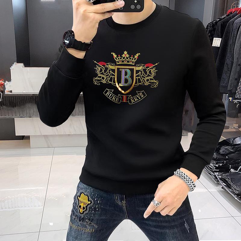 2023 European Style Slim Fit Men's Rhinestone Letter Sweatshirt
