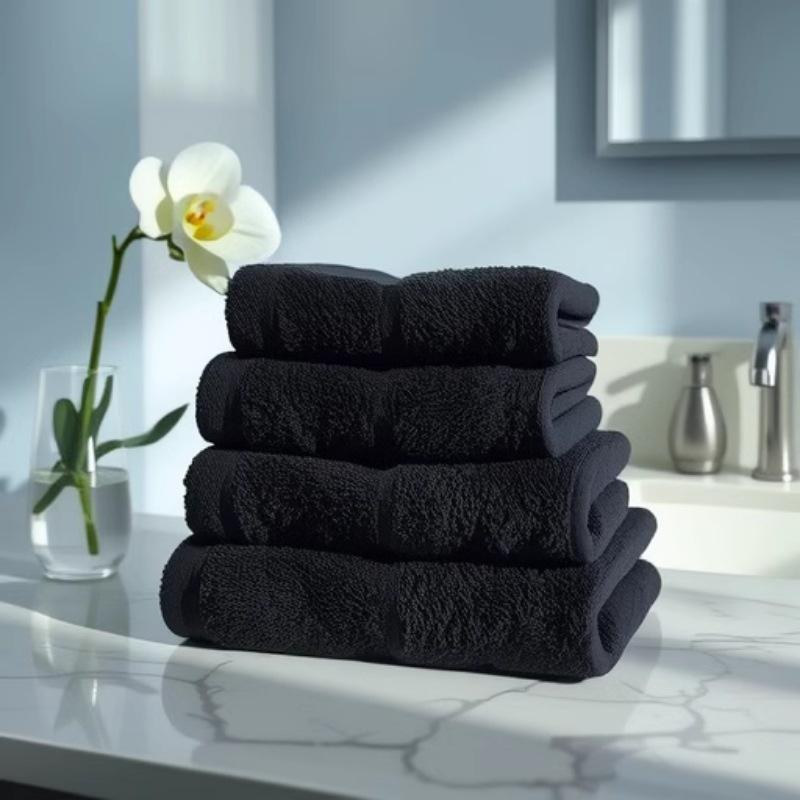 

Customizable Black Cotton Bath Towel Set with Logo - Absorbent and Ideal for Hotel Gifts 40g [30x30 cm]