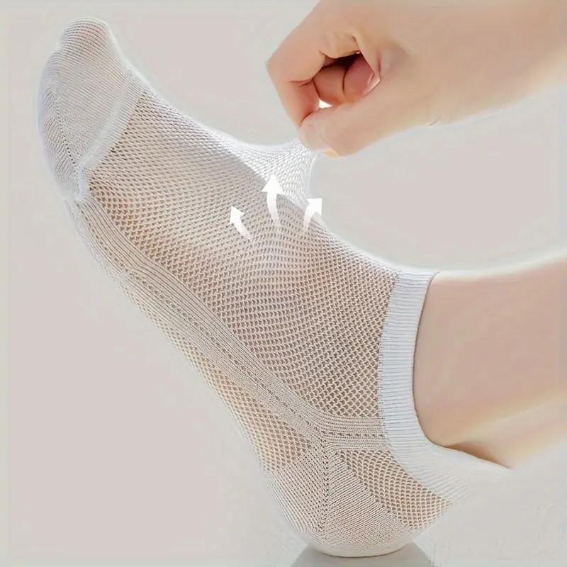 6/12 Pairs Thin Mesh Solid Color Women Short Socks Spring Summer Sweat Absorbing Breathable Dopamine Color Matching Casual Socks