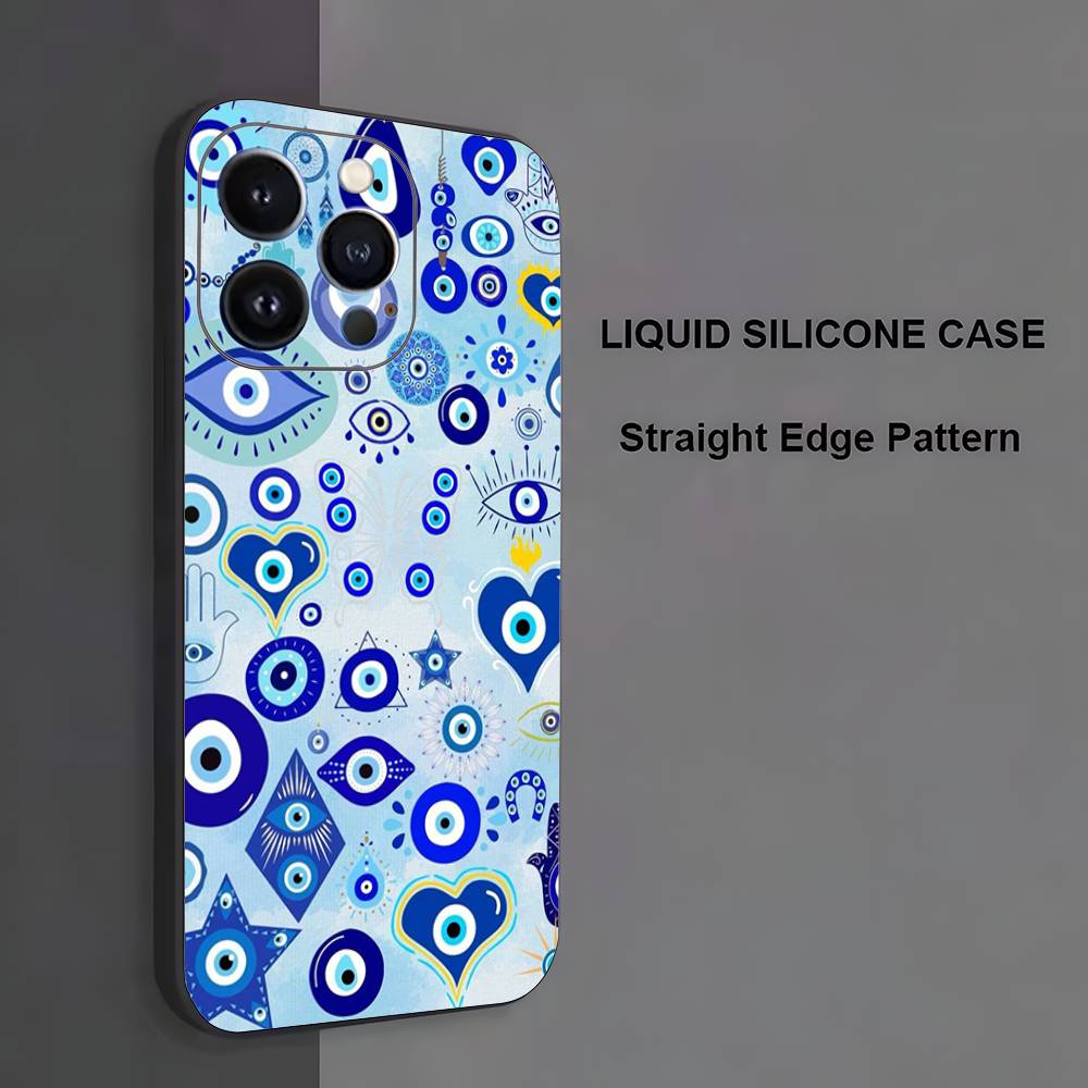 

Lucky Blue Evil Eye Phone Case For iPhone 17,16,15,14,13,12,11 ,Pro Max,XS,X,XR,SE,Mini,8,7,Soft Silicone Black Cover iPhone15plus