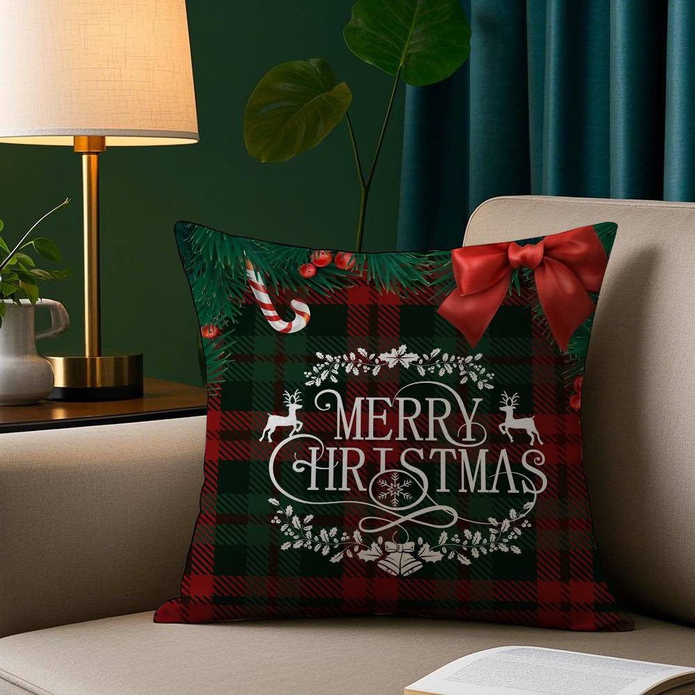 

Christmas Puppy Pillow Case Short Plush Print Cushion Cover Square Throw Pillow Covers Sofa Home Decor 12x12Inch
