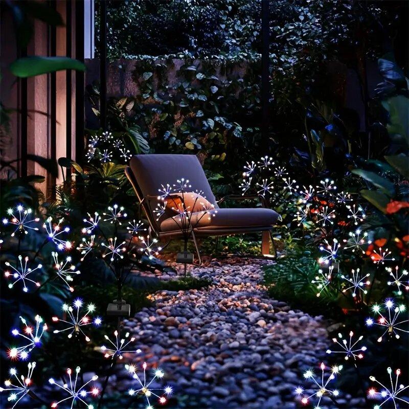 1PC 6-Head Solar LED Firework Lawn Lamp,Outdoor 2 Modes Waterproof Landscape Lightting For Yard,Walkway,Garden,Pathway,Party