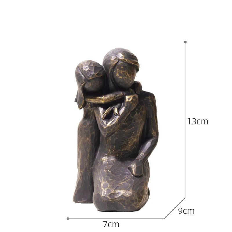Bronze Tone Resin Family Statues, Heartwarming Home Decor Pieces, Elegant Resin Couple Statues Symbol of Togetherness for Home