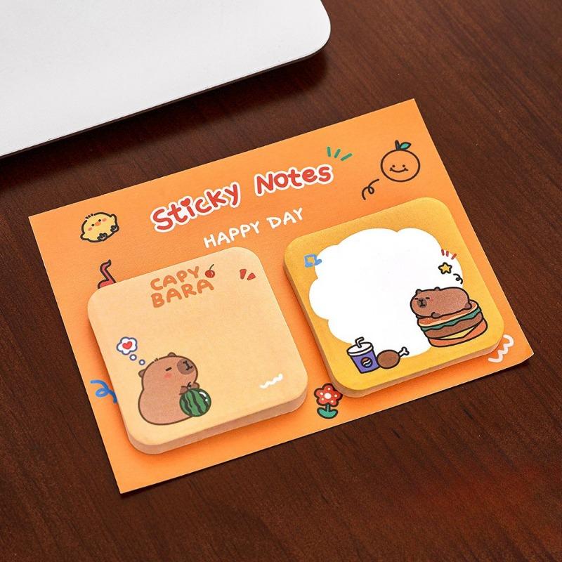 20Pcs Cartoon Animal Sticky Notes Sticker Cute Rabbit Bear Capybara Astronaut Memo Pad School Office Stationery