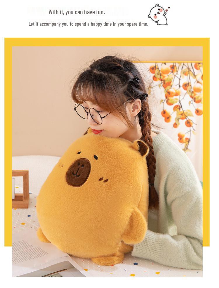 Winter Capybara Hand Warmer Plush Toy: Cute Anti-Freeze Hug Pillow for Students