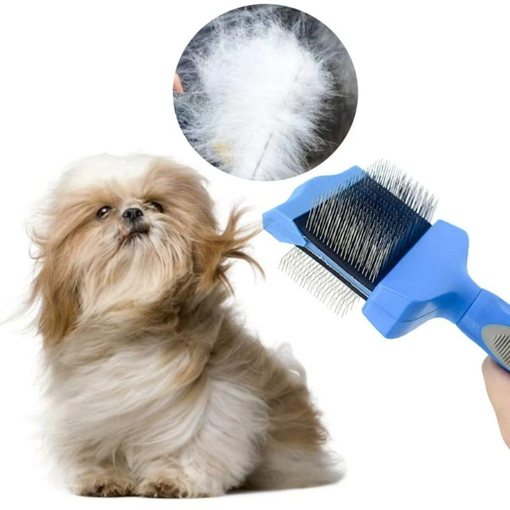 Stainless Steel Pet Hair Brush Double Sided Pet Hair Cleaning Comb Pet Hair Detangling Comb  Cats