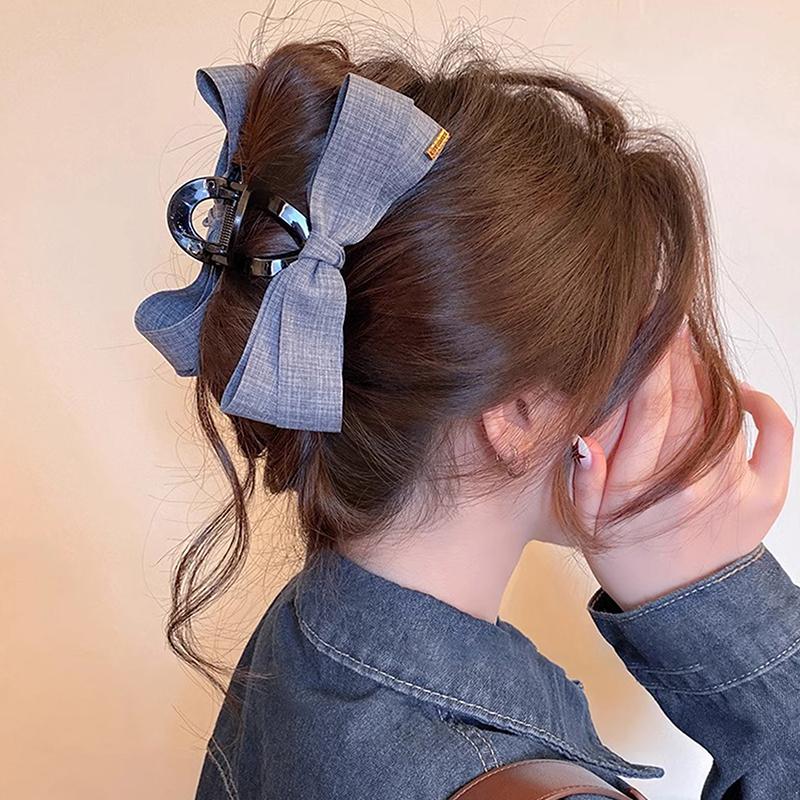 Modische Einfache Denim Schleife Haarspange Große Haarklammer Kopfschmuck Für Frauen Mädchen Süße Vielseitige Haaraccessoires Geschenke