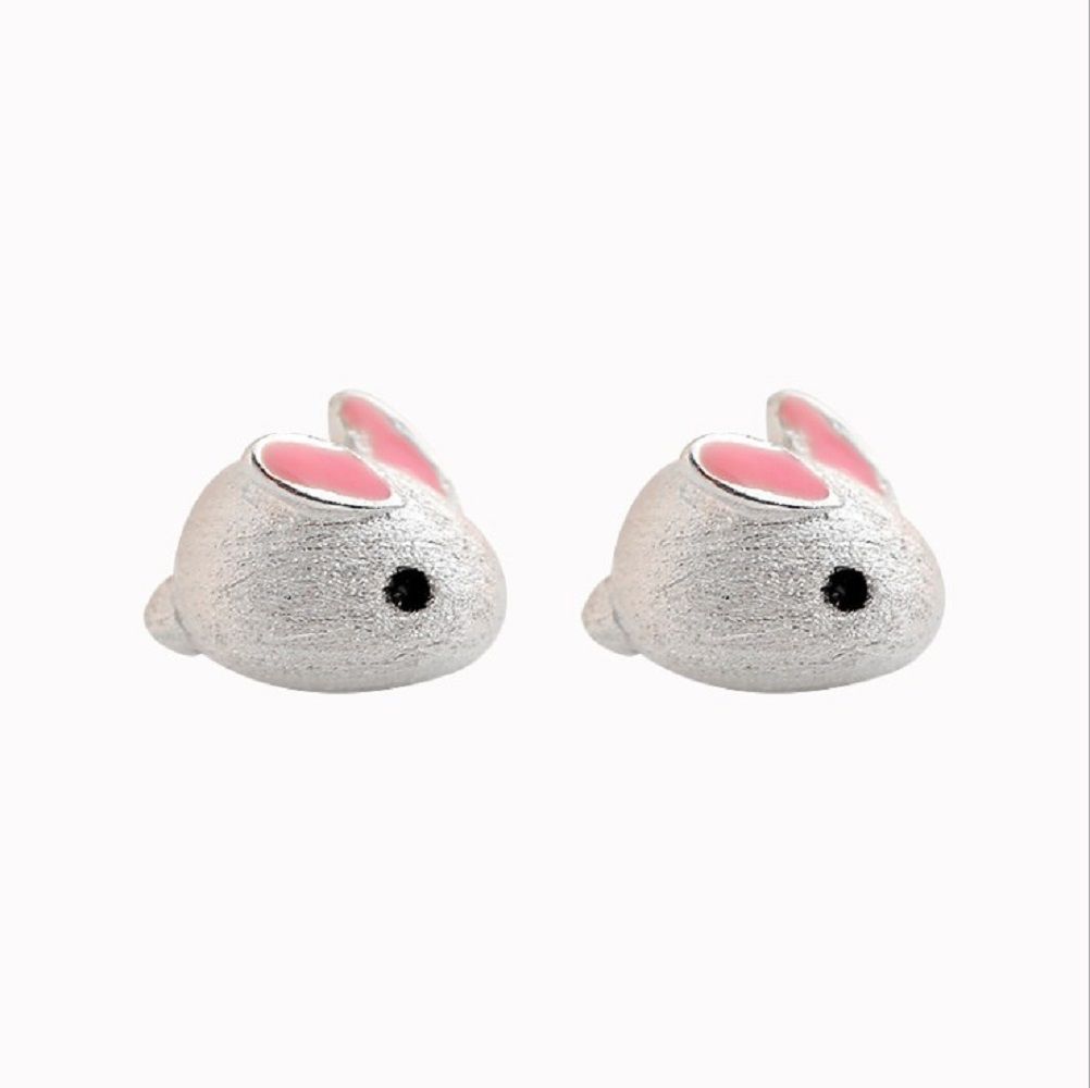 1Pair Alloy Sweet Silver Needle Stud Party Gift Little Rabbit Earrings Charming For Women Cute