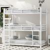 (=WX000520AAK) 90x200cm Bed Frame Metal Bed, Bunk Bed, Iron Bed, Triple Bunk Bed for Children, Teenagers and Adults, White