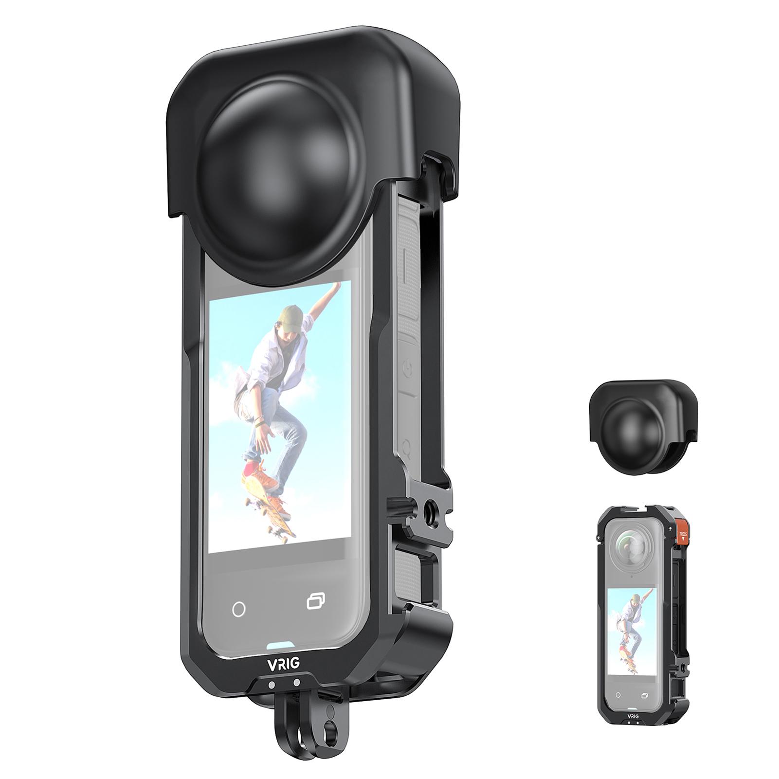 

Панорамная клетка для камеры, алюминиевый сплав, видеоклетка для камеры с двумя креплениями «холодный башмак», силиконовый объектив чёрный