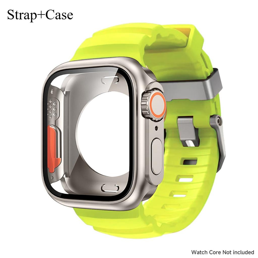Silicone Strap For Apple Watch 44mm 45mm 46mm Bracelet+Screen Protectores Change To Ultra For iWatch Series 11 10 9 8 7 SE 6 5
