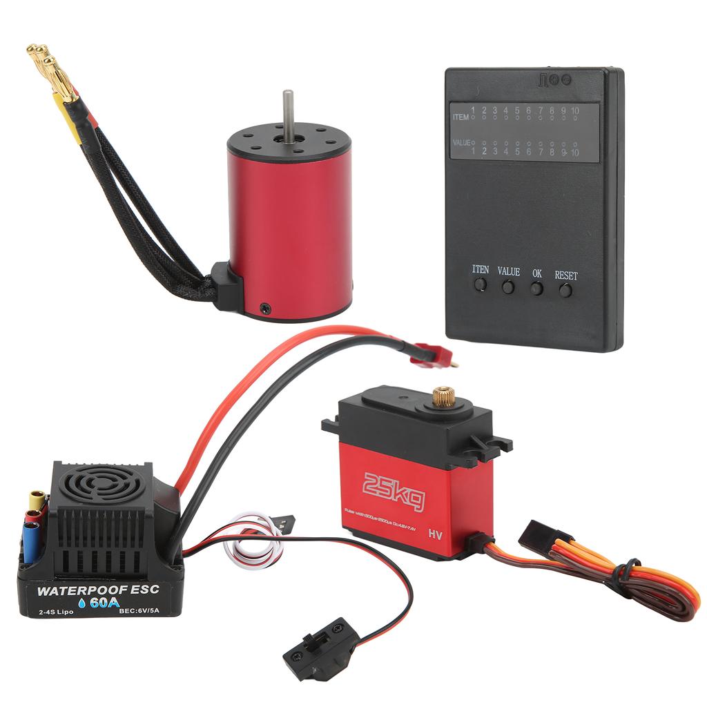4300KV RC Brushless Motor 60A ESC Programming Card Kit Universal for 18 110 Remote Control Car