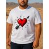Europäische Größen Valentinstag Minimalistisches Herzförmiges Trendiges Herren-Print Kurzarm-T-Shirt | Reguläre Passform, Schweißabsorbierend und Schnelltrocknend