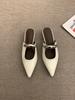 pointed toe bag head half slippers women's spring and autumn new small slope heel single shoes one pedal low heel flat shoes cool slippers