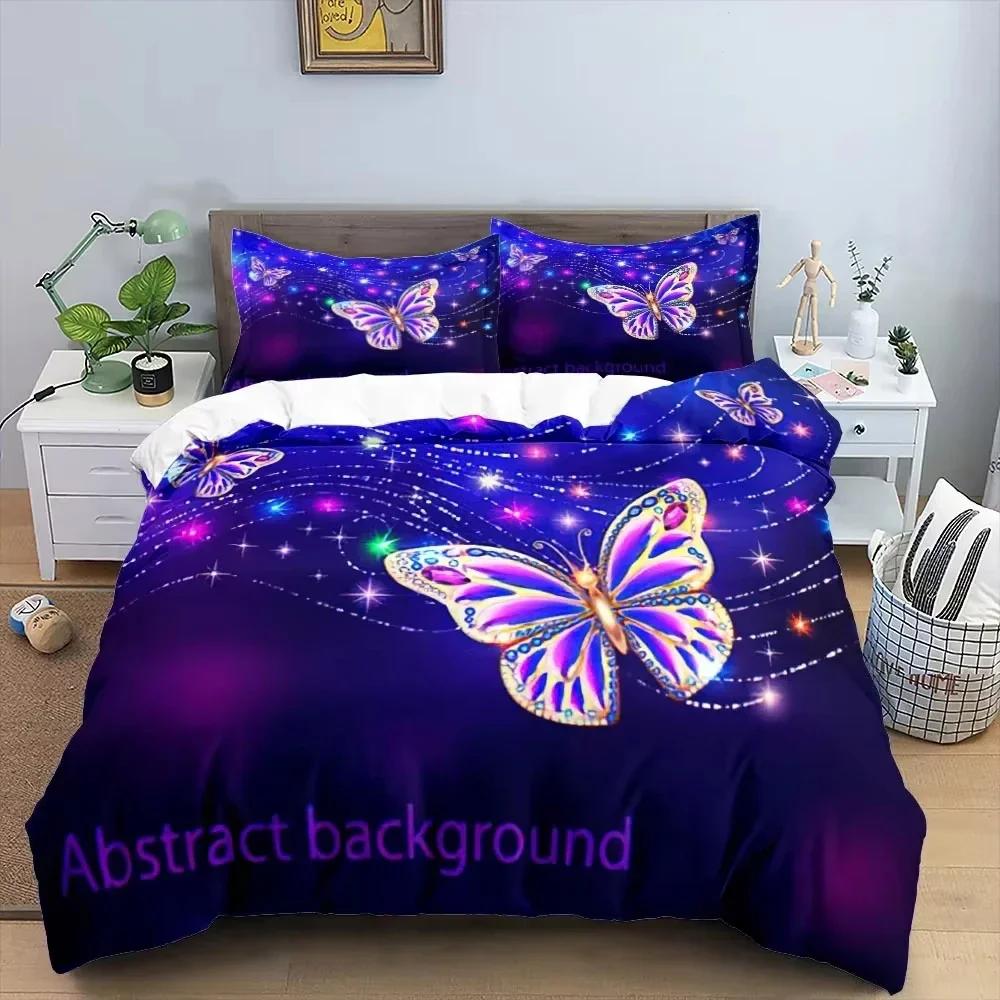 Comforter 3D Butterfly Flowers Luxury Home Bedding Set 3 Piece Set With 2 S Zipper Family Colleague Christmas Gift