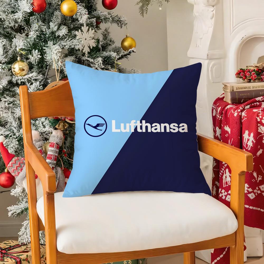 Flight Commemoration LLufthansa Airlines Pillow Case Silky Short Plush With Invisible Zipper Dustproof Sofa Cushion Cover