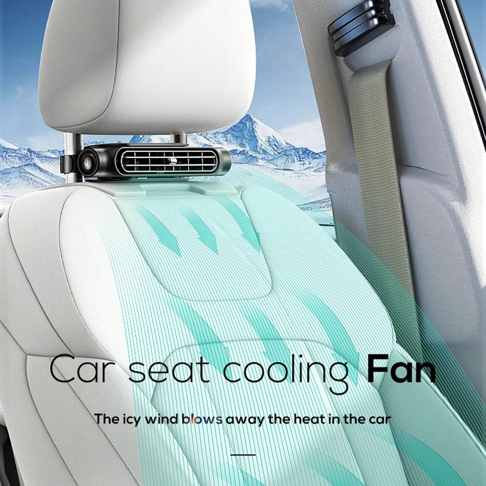 Portable Car Seat Fan 3 Speeds Adjustable Car Headrest Cooling Air Fan USB Powered Rear Seat Ventilator Summer Car Accessories