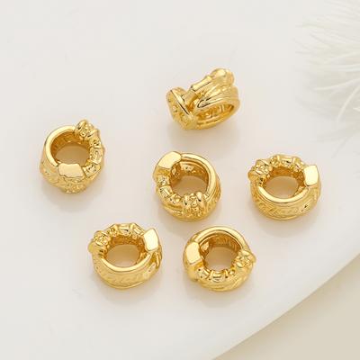 2Piece/Pack 14/18k Gold Color Plated 7.5*9mm Big Hole Spacer Beads for DIY Jewelry Making Bracelet Necklace Accessories
