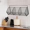 Fruit Basket Metal Wire Wall Mount Multifunctional Iron Grid Storage Baskets Hanging