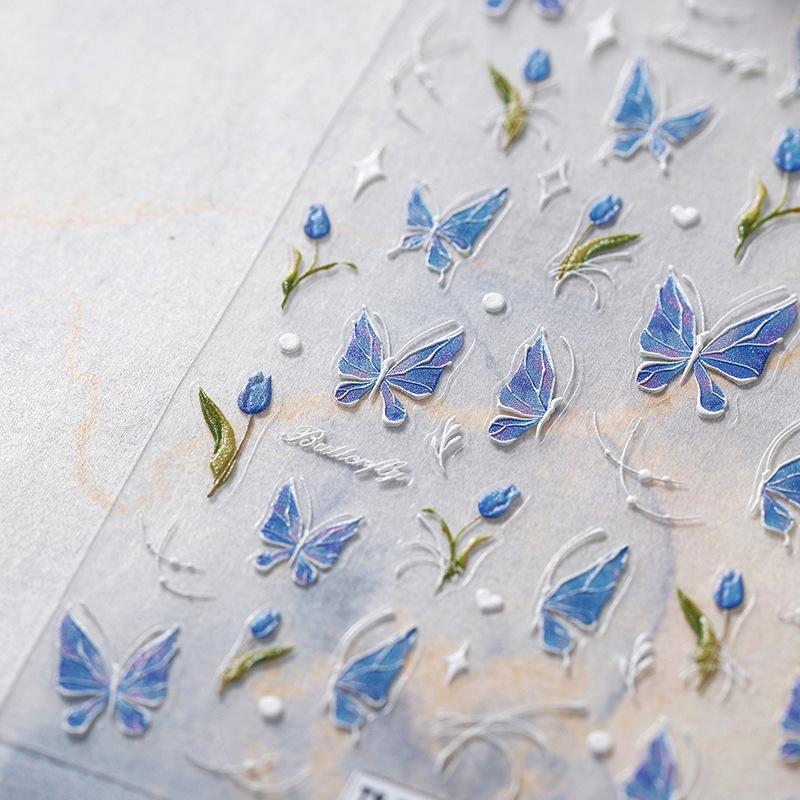 

Magico Moji TS-3696 Blue Butterfly Nail Stickers with Fragrant Feather Design
