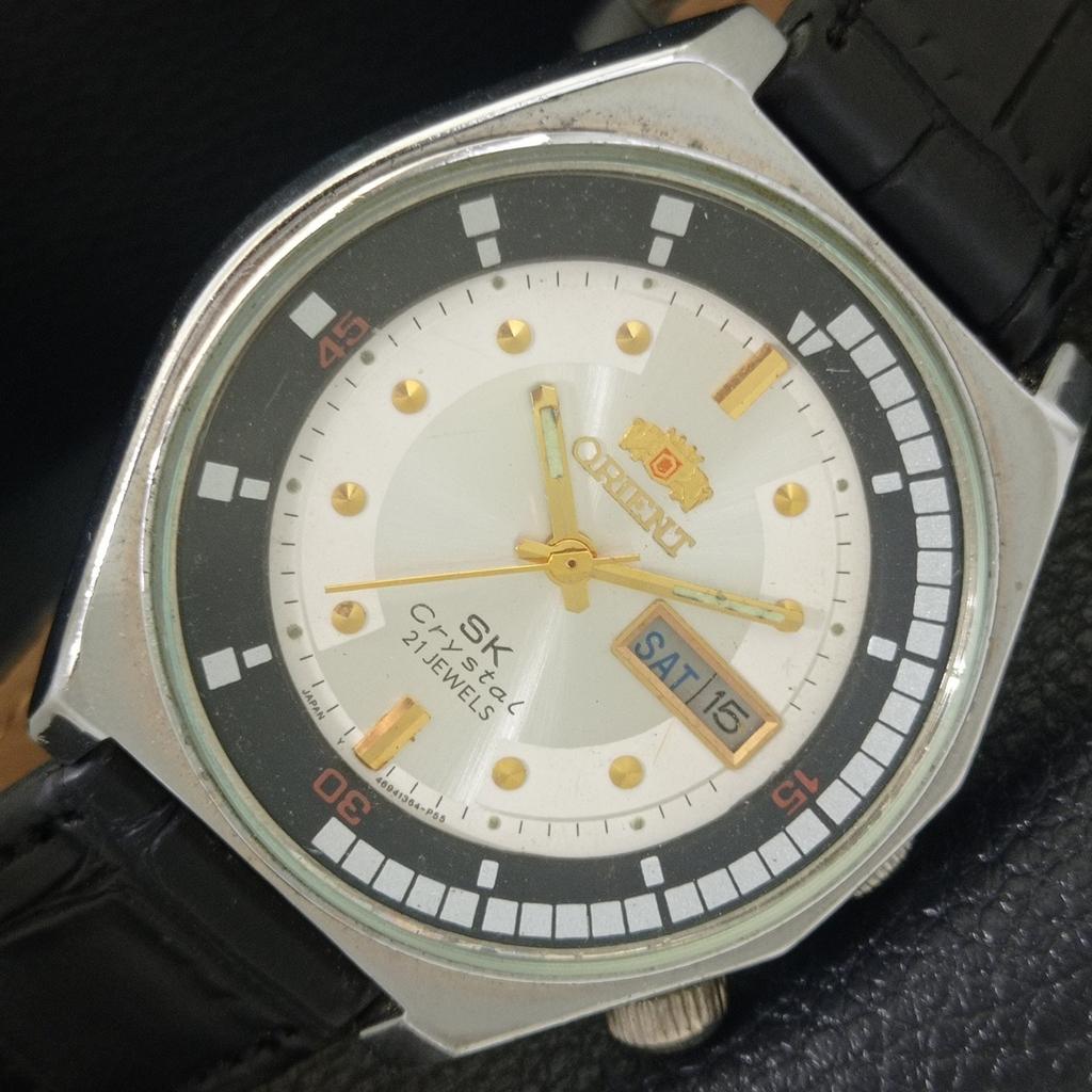 

ВИНТАЖНЫЕ ЧАСЫ ORIENT SK CRYSTAL AUTOMATIC 46941 ЯПОНИЯ МУЖСКИЕ С СЕРЕБРИСТЫМ ЦИФЕРБЛАТОМ a703109-1 R213-a703109