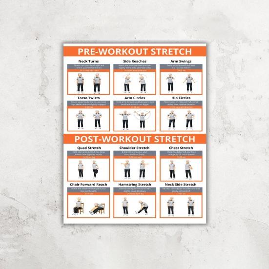 2 Stück Ganzkörper-Sitz-Dehnungs-Poster-Diagramm für Senioren Stuhl-Übungsroutine-Anleitung für Ältere Gelenkschonender Flexibilitäts-Trainingsplan