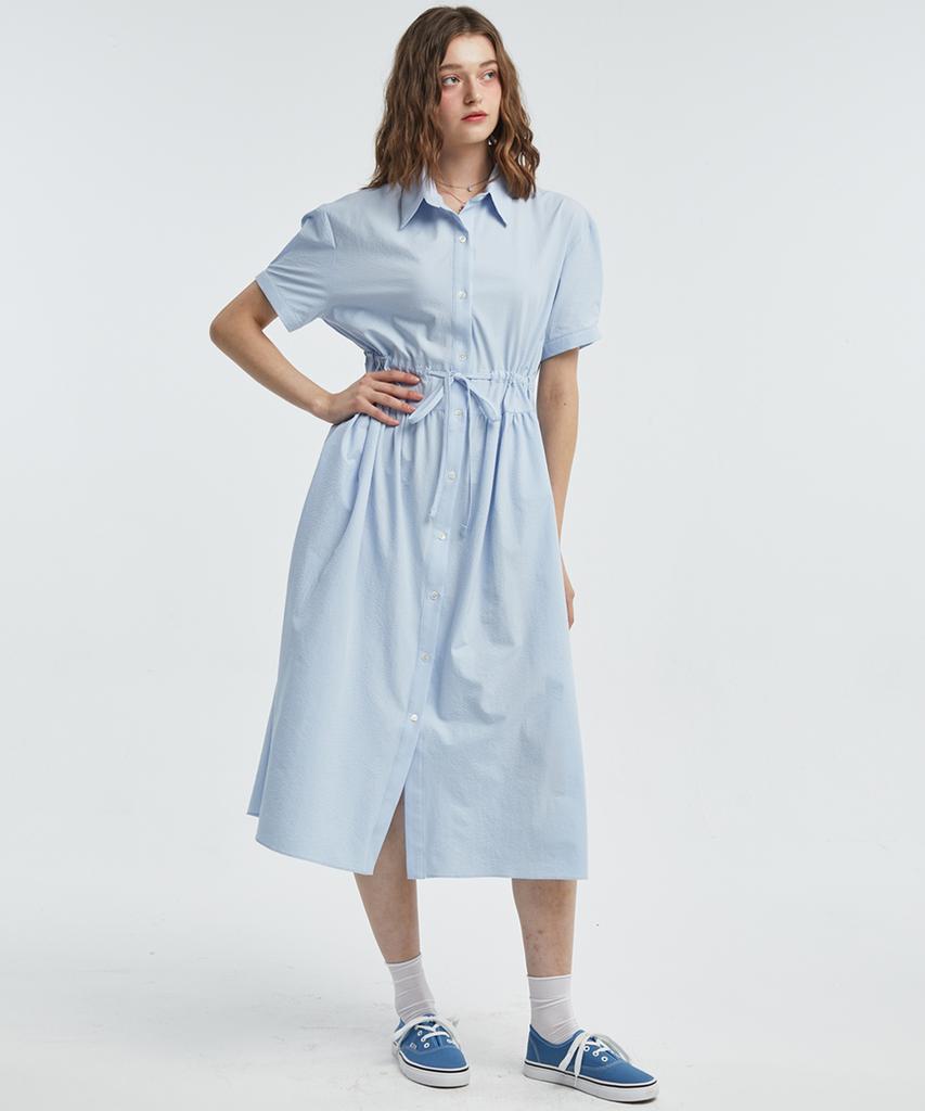 MANAVIS7 Pure Shirt Dress [Blue]