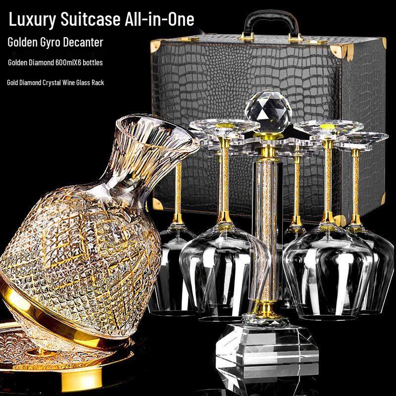 Luxury Golden Crystal Wine Glass & Decanter Set