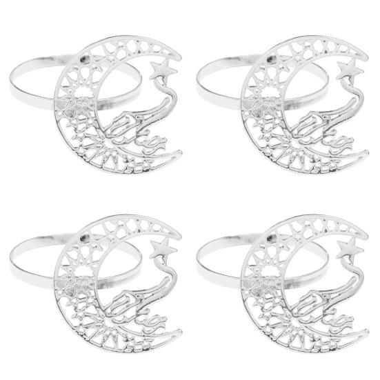 

4шт кольца для салфеток звезда луна творческая форма сверкающие изысканные вечерние Рамадан Ид серебряный