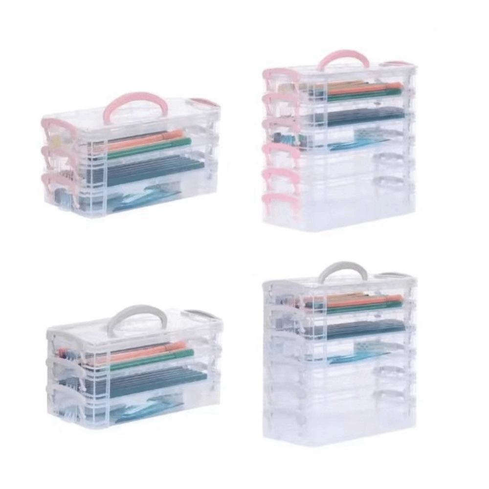 Transparent Watercolor Stationery Organizer Multi Layer Detachable Storage Case  Art Supplies