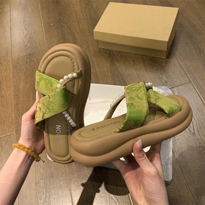 Stepping On Shit Feels Like the National Style Is Cool, Slippers Are Exquisite for Women In Summer, 2025 New Fairy Style French Beach Thick Botto