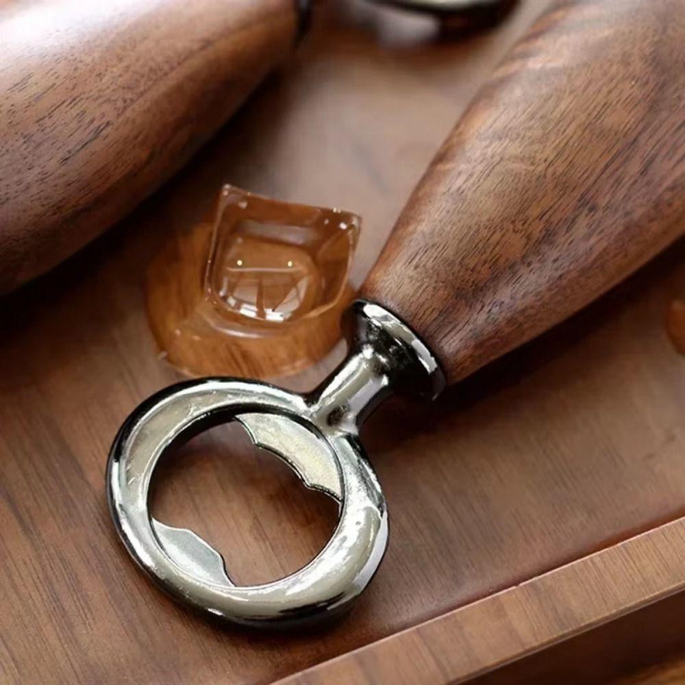 Creative Beer Can Opener Stainless Steel Wooden Bottle Opener Beer Bottle Opener Household Use