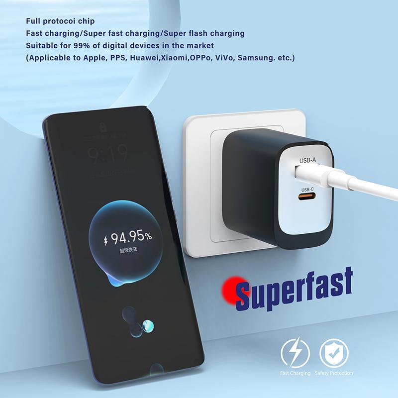 200W Usb Type-C Phone Charger With Indicator Light Usb-C Fast Charging Power Adapter For Iphone For Samsung Huawei Xiaomi