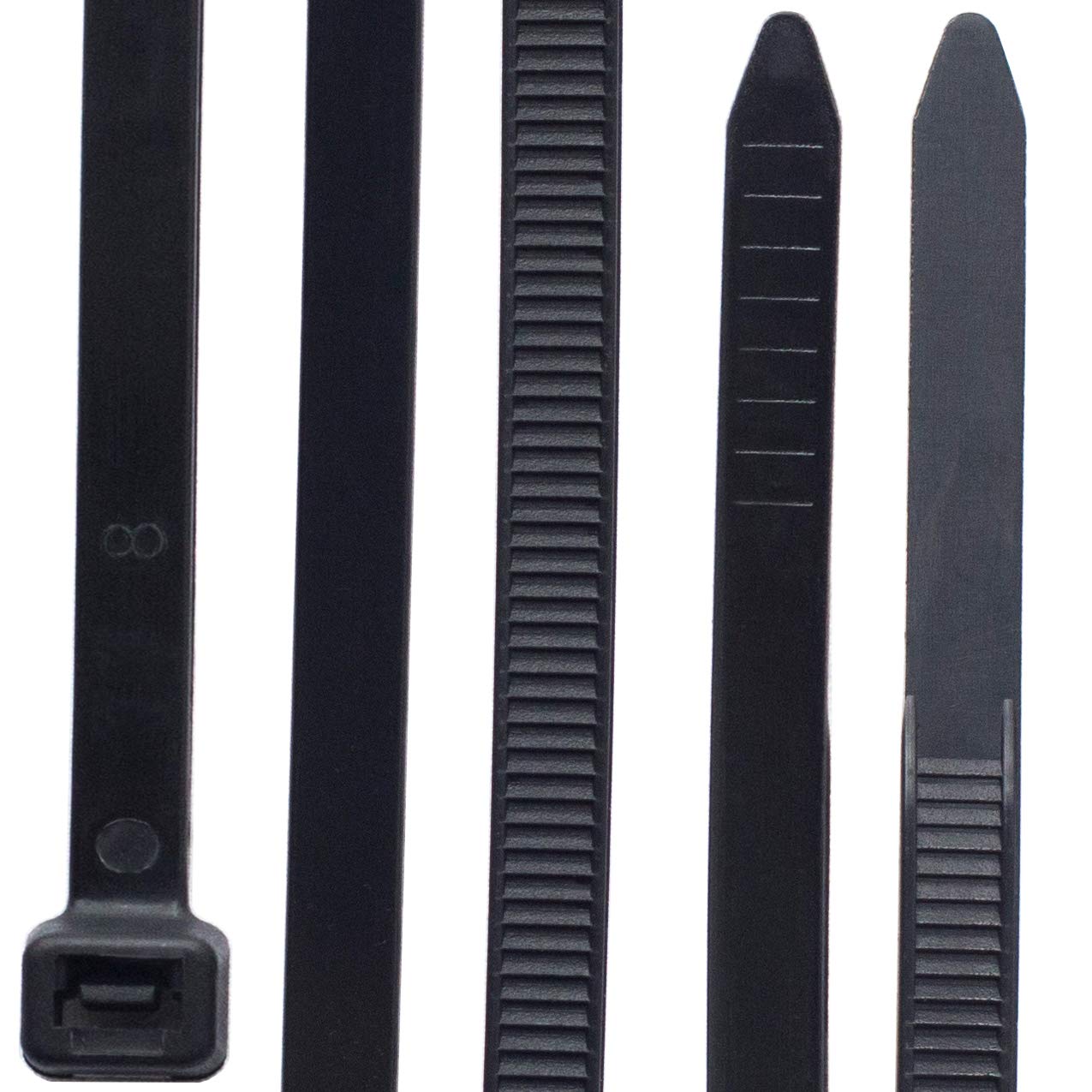 

Weather-resistant, heavy-duty nylon cable ties, 4.6mm wide, durable, outdoor use, 350mm long (315mm length), 100-pack, black, ultra-durable cable