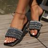 Taglia Grande, Pantofole, Da Donna, Strass, Fondo Basso, Sandali, Capispalla, Punta Quadrata, Sandali
