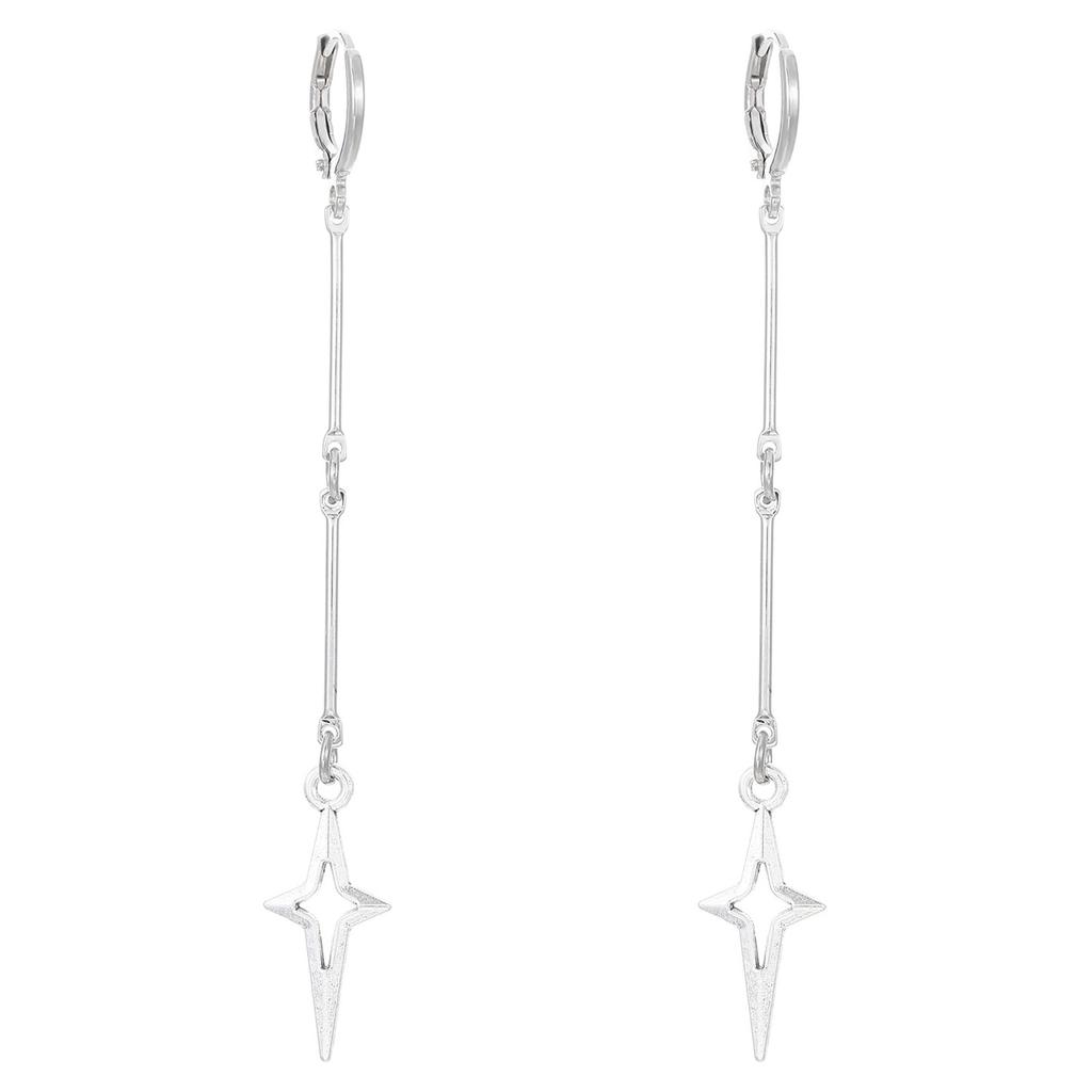 Gothic Style Alloy Hook Earrings Four Pointed Star/Thorns Rivet Ear Buckles Accessories for Punk Fashion Enthusiasts