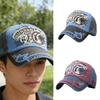 Unique Shark Embroidered Jeans Cap Adjustable Fit Casual Sunhat Unisex Soft Sunshade Hat For Outdoor Camping  Burgundy