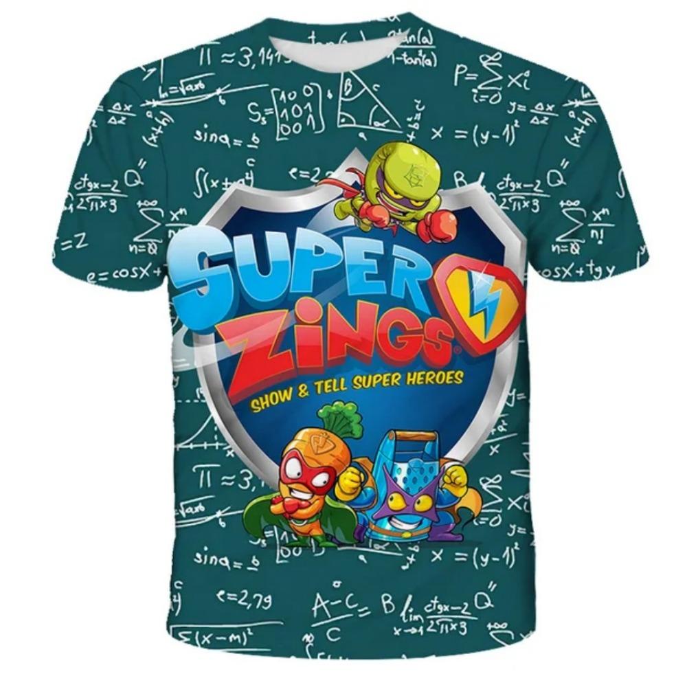 For Superzings Children's Cartoon Game Street Style Short Sleeved T-shirt Adult and Children's Clothing Top