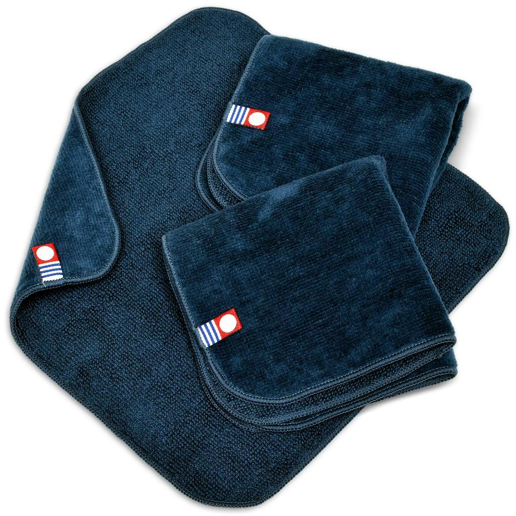 Bloom Imabari Towel Certified Hand Vigne Solid Made in and Towels, 3-Piece Set, Handkerchief, Simple, Color, Compact, Japan, 100% Cotton, Men's
