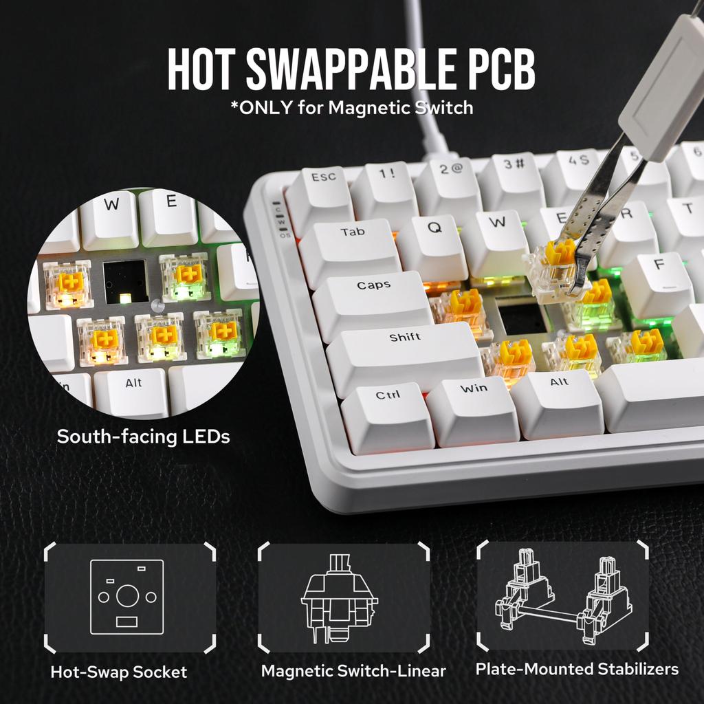 MechLands AJAZZ AK680 MAX Rapid Trigger Wired Gaming Keyboard with Hall Effect Rapid Trigger Magnetic 8K Polling Top and RGB Backlit Mechanical