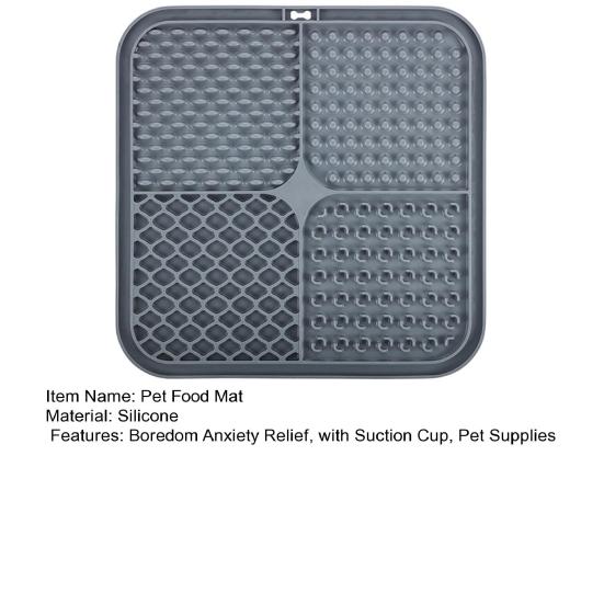 Square Silicone Dog Lick Mat with Suction Cup Anxiety Relief Pet Food Mat Anti-tip Slow Eating Bowl Peanut Butter Licking Mat Enrichment Toy