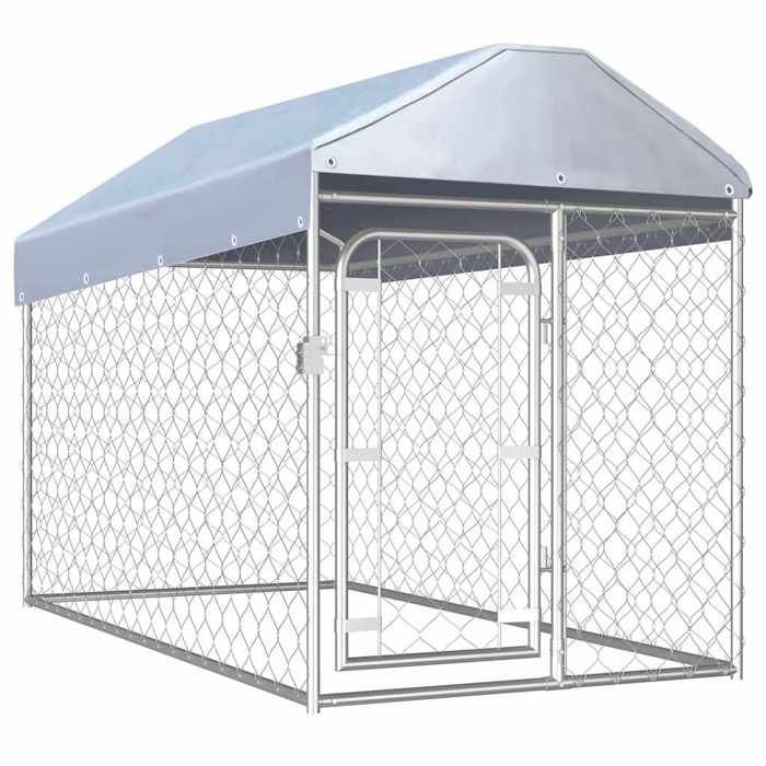 VidaXL Outdoor Kennel with Roof for Dogs 2x1x1.25 M Enclosure Cage Doghouse 144492