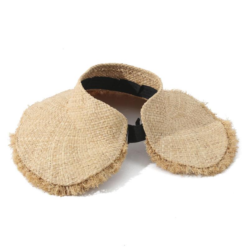 

Sun Hat Portable Foldable Empty Top Sun Hat Salt Grass Topless Beach Hat Fan Butterfly Sea Straw One Size