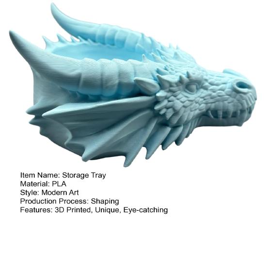 Dragon Head Storage Tray 3D Printed Gothic Table Organizer Desktop Key Jewelry