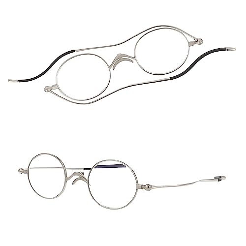 SHIORI Thin Reading Glasses, SI-05-1 +1.00 Round, Silver